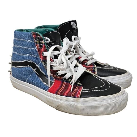 Vans 8 SK8-Hi Tartan Daze Sneakers Hi Top Punk Skater Studded Casual Emo - Picture 1 of 6